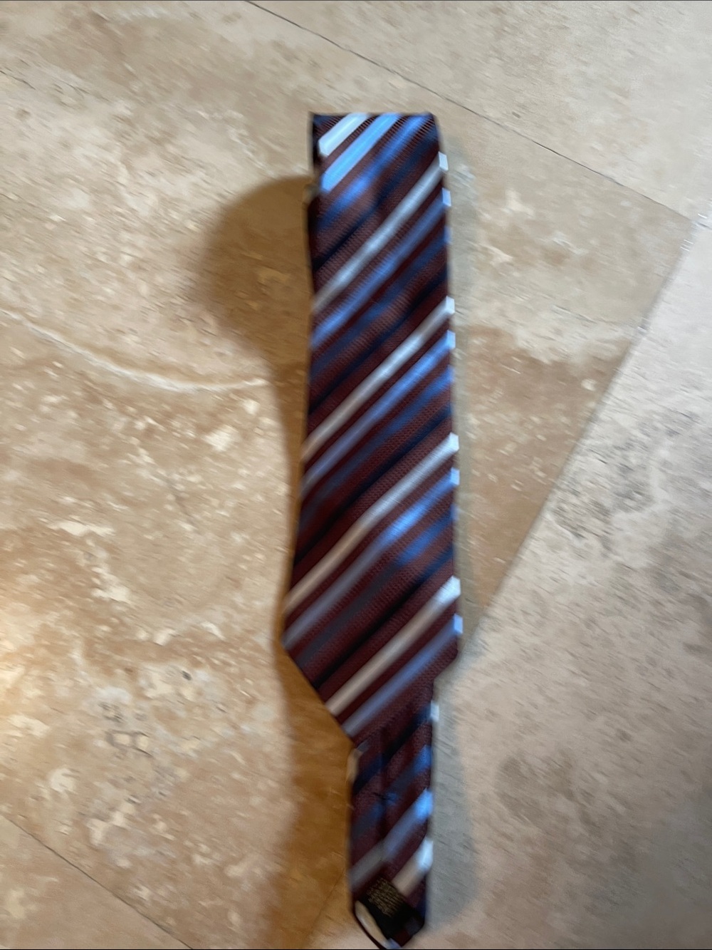 Men's Alfani Burgundy and Blue Striped Silk Tie